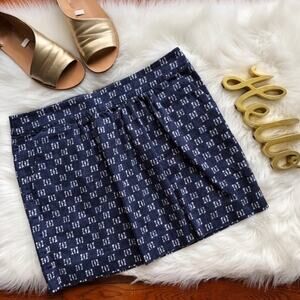 Gap Navy Blue & White Cotton Mini Skirt